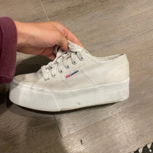 Superga Women's Classic White Platform Sneakers - Picture 11 of 12